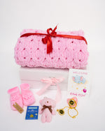 Willkommen Baby Mädchen Box - Handgemachte Rosa Decke und Socken Set | Perfektes Baby Dusch-Geschenk für Mädchen | Neugeborenes Set | Geburtstagsgeschenk für Baby